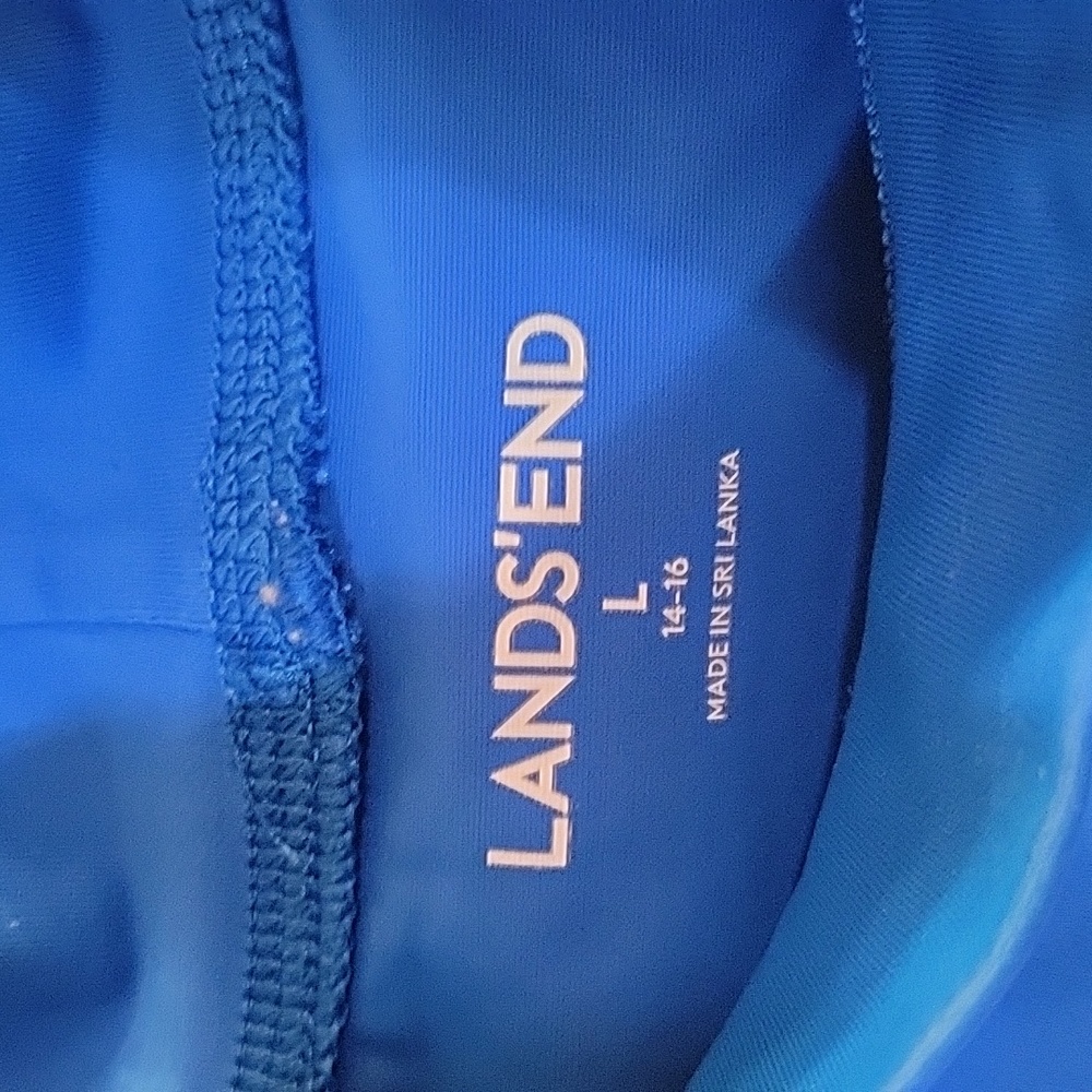 Lands End royal blue palm and surf rash guard large - Picture 3 of 5